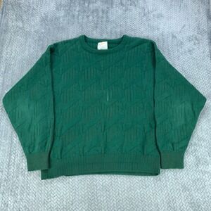 Vintage London Fog Sweater Men's XL Green Geometric Knit USA Made